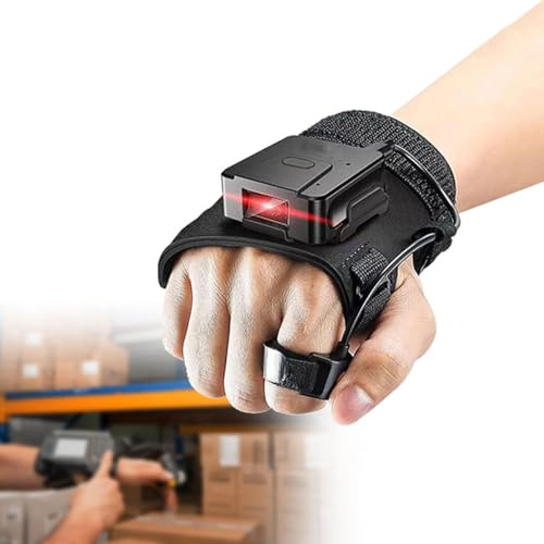 JODAIS Scanner de Codes QR à Gants Portables, Scanner de Doigts 1D et 2D, Scanner de Codes-Barres Portable 2,4 G, Portable à Gauche et à Droite, avec Batterie 1600 mAh pour Lecteur de Codes à Barres