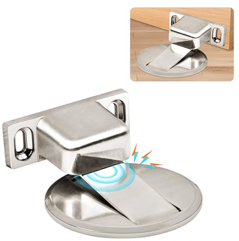 Flintronic Fermaporta Magnetico, 1 Pezzi Fermaporta Pavimento Magnetico, con Viti Autoadesive Nascoste, Nessun Pugno, per Ufficio, Hotel, Camerette, Bagno, Balcone, Cucina (Argento)