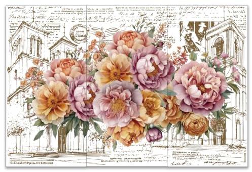 OLYCRAFT 3 Stück/Set Vintage Blumen Zum Aufreiben von Transfers Für Möbel Und Kunsthandwerk 15x30cm Architektur Buchstaben Möbel Transferaufkleber Möbelaufkleber Dekor Transferaufkleber Abziehbilder
