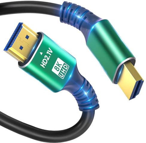 8K 4K 10K HDMI Cable 48Gbps 1.5FT/0.5M, Certified Ultra High Speed 2.1 HDMI Cable Braided Cord-4K@120Hz 8K@60Hz, DTS:X, HDCP 2.2 & 2.3, HDR 10 Compatible with Roku TV/PS5/HDTV/Blu-ray