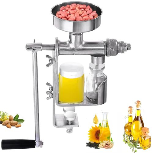 SaryEdge Presse à Huile Manuelle, Presse à Huile en Acier Inoxydable, Presse à Huile multifonctionnelle, Presse à Froid Domestique, Presse à Chaud, pour Huile de Noix de Coco, de cano(