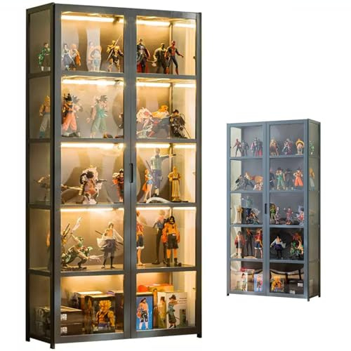 uofgcru Stehend Sammlervitrine, Vitrinenschrank Vitrine mit Acryltür, sammlervitrine wohnzimmerschrank, Glasvitrine, bücherregal glastüren,Acryl-Sammlungsvitrine, für Bücher, Wein, Büro(82×33×162cm)