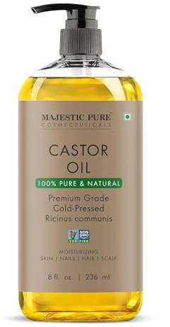 Majestic Pure Rizinusöl, kaltgepresst, 236ml | 100 % natürlich, Premium-Qualität, kaltgepresst. Für Haar, Wimpern, Augenbrauen und Nägel. Feuchtigkeitsspendend.
