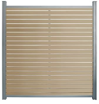 Home Deluxe WPC valla de privacidad ALIRA Teak - 1 x elemento + 2 x postes | valla de privacidad, elemento de valla, valla de jardín, valla de malla, valla de lamas, cortavientos