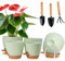 JNEYVIC 5 Pz Vasi Autoirrigante con Fori di Drenaggio 12,7/14/15/16,5/17,7cm,Vasi da Fiori in Plastica con 3 Pz Attrezzi da Giardino,Contenitore per Piante da Giardino per Interni e Balcone (Verde)