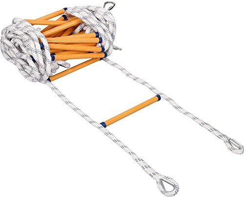 Escalera de Cuerda Extensible de Seguridad para Balcones de 3 Pisos, Resistente al Fuego, con mosquetones, 25 m