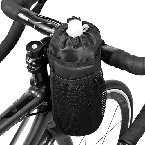 Flaschenhalter Fahrrad mit Handytasche, 1 Pack – 9-Zoll-Lenker-Getränkehalter für 12–64 Unzen Flaschen, wasserdicht, isoliert, langlebig und stabil (2)