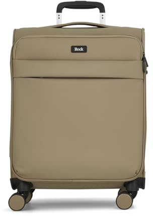 Rock Harper Valise à coque souple – Design léger, élégant et minimaliste – Poignée télescopique, roues pivotantes à 360° et serrure à combinaison TSA – Disponible en noir, gris, bleu marine et beige
