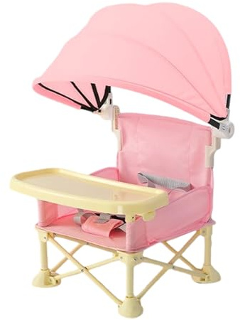 Kindersitz mit Tablett, Klappstuhl für Mahlzeiten im Freien, tragbarer Kinderstuhl mit Sonnenschutz, für Haus, Garten, Reisen, Camping, Picknick