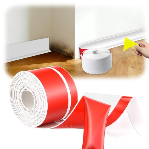 Avernest Rodapies Autoadhesivo 5M, Rodapie PVC Flexible Blanco, Zócalo Decorativo para Cocina, Baño y Salón, Tira de Sellado para Tapar Huecos entre Suelo y Pared, Fácil de Instalar y Cortar