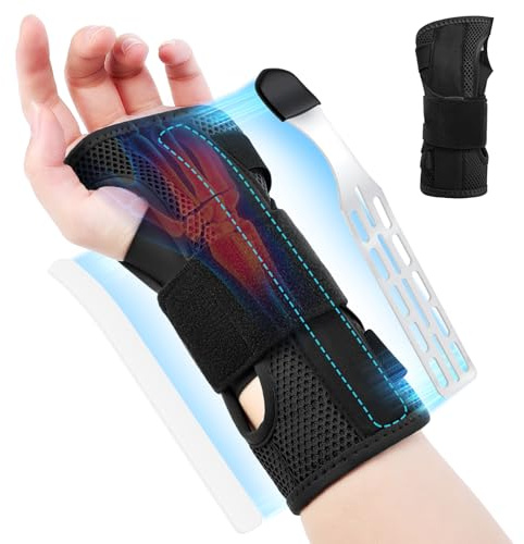 Fefod Handgelenkstütze, Verstellbare Handgelenk Bandagen mit Metallschienen und weicher Daumenöffnung, Handgelenkbandage für Männer und Frauen, Karpaltunnel Arthritis Verstauchungen, linke, L/XL