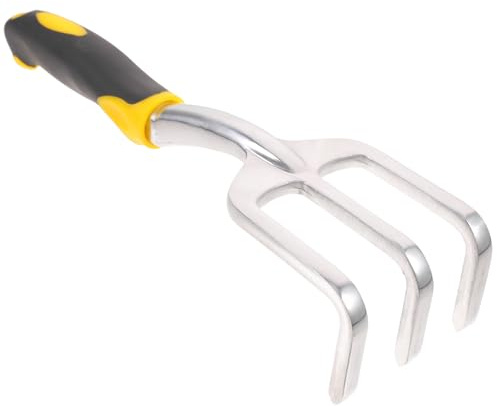 Kichvoe Rastrello a 3 Punte in Acciaio Inossidabile Impugnatura Ergonomica Antiscivolo, Attrezzo Manuale per Diserbo e Piantare in Orto, Prato e Frutteto