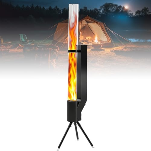 Estufa de pellets para exteriores con diseño de bajo humo y torre de llama de tubo de vidrio para camping y jardín
