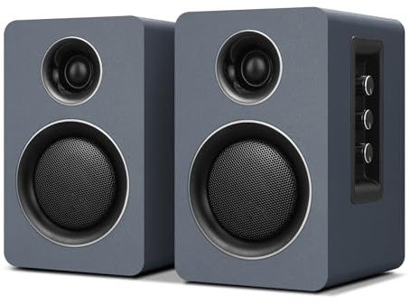 ZQMMSPK Active Bookshelf Speakers, 60W, Bluetooth 5.3, USB-C, AUX/RCA, Gray
