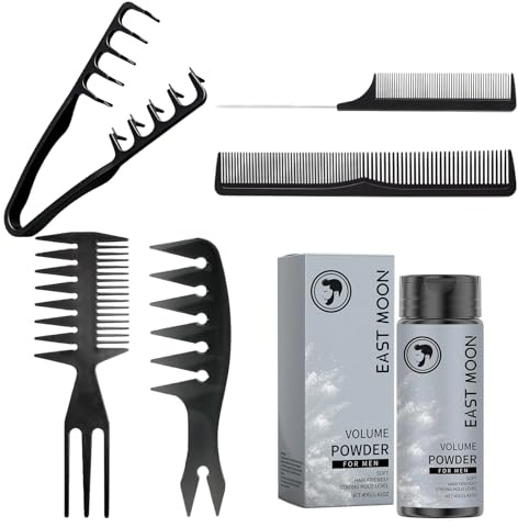 40 g di polvere per texture per uomini + 5 pettini da uomo, pettine per acconciatura, pettine per capelli 3 in 1, pettine per capelli strutturato, look naturale, styling a lunga durata