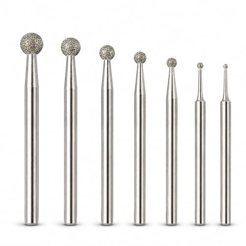 Eternal Tools Diamond Ball Burr Set of 7 Assorted Sizes, 0.8 mm- 3.0 mm, 2.35 mm Shank, Diamond Engraving Burrs for Glass, Sea Glass, Stone, Ceramics and Jewellery Making | 7 Assorted Diamond Ball Burrs
