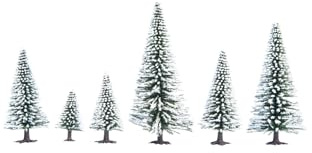 NOCH® Schneetannen, Winterlandschaft Nadelbäume, 25 Stück, 5-14 cm für Spurweiten H0 und TT im Modellbau und zur Winterdekoration, Sortiert