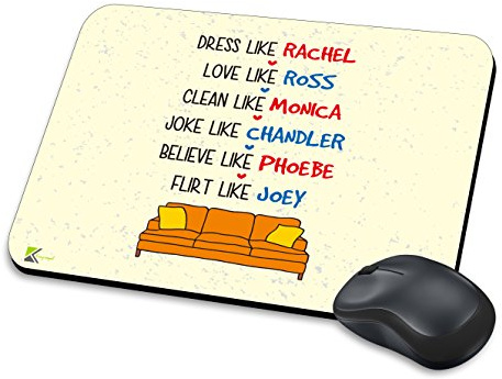 Kruzroyal Mouse Pad Friends TV Show Cast Names Comedy Fan Novelty Desk Mat | Friends TV show cast names print. Classic sitcom fan comedy novelty mouse mat with anti-slip base for laptop PC desk.