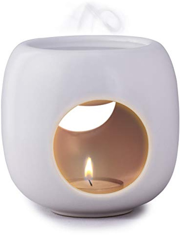 Kaloogo Sabai Scent Pure Duftlampe Keramik für ätherische Öle – minimalistisches Duftlicht – perfekte Wärmeabgabe – hochwertige Duftlampe Teelicht – für Duftwachs und Duftöl – Aromalampe (weiß matt)