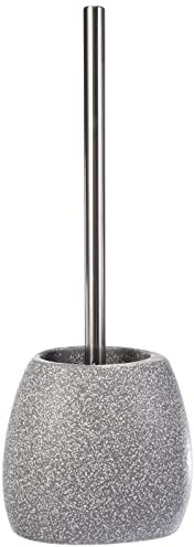 WENKO WC-Garnitur Mod. Pion, in natürlicher Stein-Optik, WC-Bürstenhalter aus hochwertiger Keramik, WC-Bürste mit auswechselbarem Bürstenkopf, (B x H x T): 12,5 x 38,5 x 12 cm, Grau