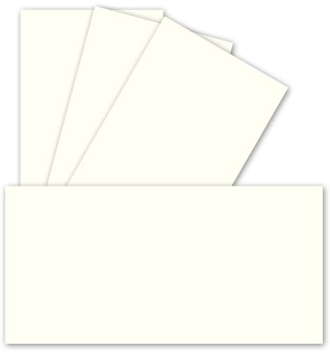 100 Einzel-Karten DIN Lang - 9,9 x 21 cm - 240 g/m² - Naturweiss - Bastelpapier - Tonkarton - Ideal zum bedrucken für Grußkarten und Einladungen