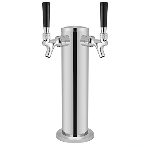 Tireuses à Bière, Distributeur de Bière Tour en Acier Inoxydable avec Double Robinets et Tuyau pour Bar, Fêtes, Barbecues, Buffet Restaurant, KTV