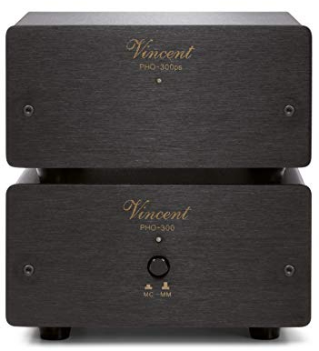 Vincent PHO-300 High-End Phonovorverstärker in Aluminium-Gehäuse, externes Netzteil, für Plattenspieler mit MM und MC-Abtast-Systemen, schwarz