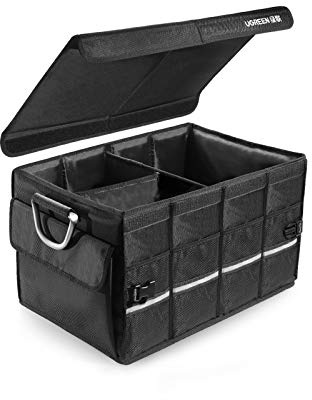 UGREEN Kofferraum Organizer Auto mit Deckel 55L Klappbox Faltbar Wasserdicht Kofferraumtasche Auto Organizer Kofferraum Tasche Aufbewahrung Box Faltbox Autotasche Kofferraumbox 52x35x30cm Schwarz