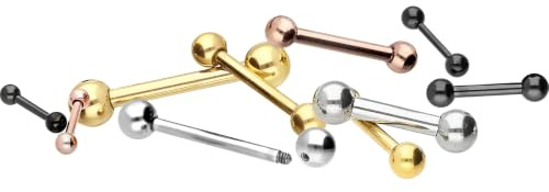 PIERCINGLINE bilanciere in titanio | 2 palline | Piercing asta lingua seno intimo orecchio | Taglie e scelta del colore