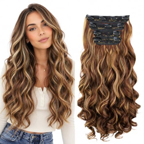 CAISHA 4er CLIP IN EXTENSIONS Haarverlängerung Haarteil Braunblond CES310-1