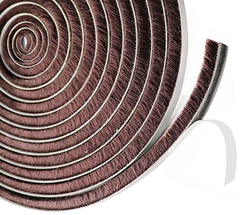Joint brosse porte coulissante,9 mm(B) x 5 mm(D) x6M(L) Joint Fenetrepour Lsolation Phonique Porte,volet isolant(Marron)