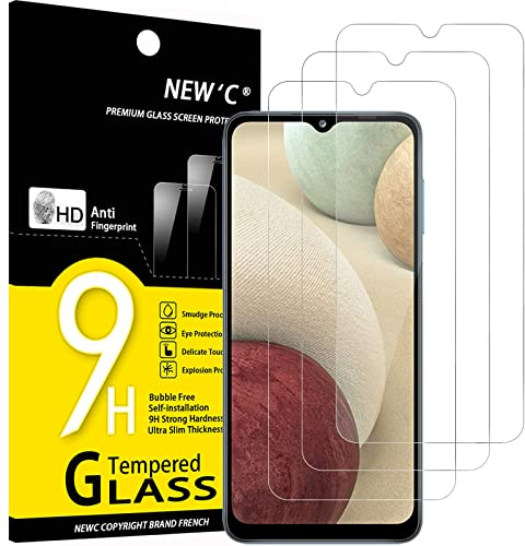 NEW'C 3 Stück für Samsung Galaxy A12 für Panzerglas, Frei von Kratzern, 9H Härte, HD Displayschutzfolie, 0.33mm Ultra-klar, Ultrabeständig