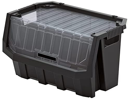 Kistenberg multifunktionsbehållare stapellåda, staplingsbehållare för små delar, plast, transparent lock, 580 x 380 x 342 [LxBxH]