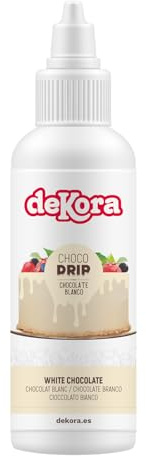 Dekora - Choco Drip Chocolate Blanco | Decoracion para Tartas de Chocolate Efecto Goteo - 180 g