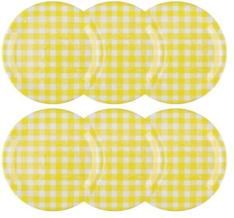 UP UPware Gingham Melamine Salad Plate Set, Round Plates for Risotto, Pasta, and Salad, BPA-Free, Dishwasher Safe, Yellow, 9 Inch, Set of 6
