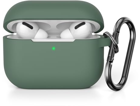 KOKOKA Coque Étui Protecteur Compatible avec AirPods Pro 2 Case, Housse de Protection en Silicone Anti-Choc, Antidérapant Etui de Protection pour Airpods Pro 2 (2022) avec Mousqueton,Deep Green
