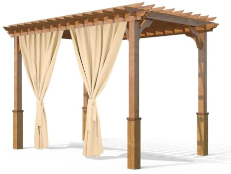 Grand Filippo Gardine 150x240 cm Ecru - Outdoor Vorhang Wetterfest mit ösen - Langlebige und Wetterfeste Sonnenblende - Gardine mit Stahlseil Set - Vorhänge für Aussenbereich