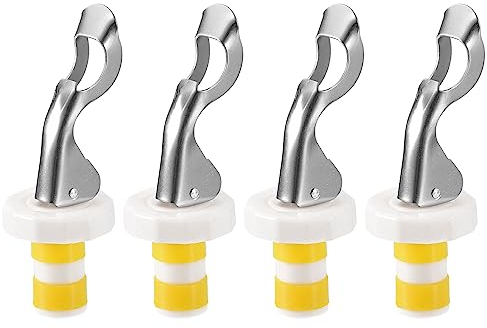 sourcing map Wine Stoppers, 4Pcs 16mm/0.63 Expanding Manual Beverage Stoppers Silicone Vacuum Bottle Stopper Reusable Wine Bottle Airtight Seal Plug for Champagne, Beer, Soda (White Yellow)