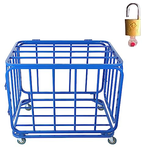 Ballwagen Ballregal Faltbarer Ballkorb, Korbwagen Basketball Fußball Volleyball Aufbewahrungskäfig Mit Schloss und Rädern Outdoor-Schulgarage Großer Sportball-Organisator ( Color : Blue , Size : L )