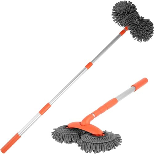 Spazzola per autolavaggio Spazzola per autolavaggio a doppia testa con manico telescopico Spazzola per autolavaggio 115 cm Multifunzionale in microfibra di ciniglia Il mop per autolavaggio con rotazio