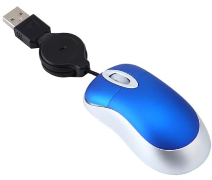 jojofuny Mini Souris USB Filaire 1000 Dpi Bleue en Plastique à 3 Touches | Positionnement Précis, Prise en Main Confortable, Molette de Défilement à 3 Voies, Usage Bureau et Maison