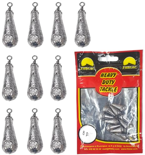 PRO FILSTAR Grundblei Angeln Set 10 x 8g - Blei Angeln mit Wirbel - Angel Bleie Set - Grundangeln - Birnenblei - Blei Gewicht - Angelblei - Fishing Weights - Bleigewichte – Karpfenblei Kit