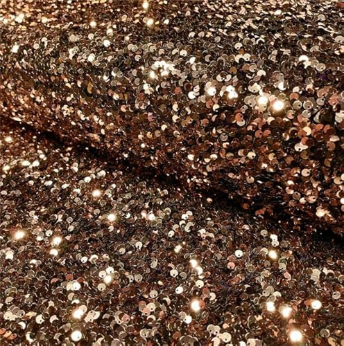 Pailettenstoff LIA mit Samt Rücken 0,5m - Öko-Tex Standard 100 Kl.2 Bekleidungsstoff Meterware Faschingsstoff Kostümstoffe (Bronze)