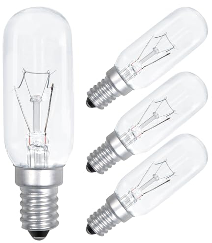 Comyan E14 Lampadina per cappa da cucina 40W 230V 320lm T25 Lampadina per aspiratore SES Lampada per elettrodomestici Bianco caldo 2700K Dimmerabile - Confezione da 4