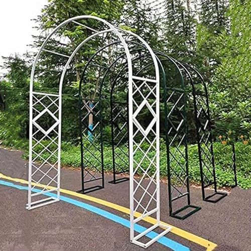 Schwer Rosenbogen Verzinkt Gartenbogen Gartenbogen Gartenlaube für Verschiedene Kletterpflanzen, Breit 180cm 200cm 220cm 240cm 260cm 280cm Wetterfest Und Freistehend ( Farbe : Weiß , Größe : W240xH230