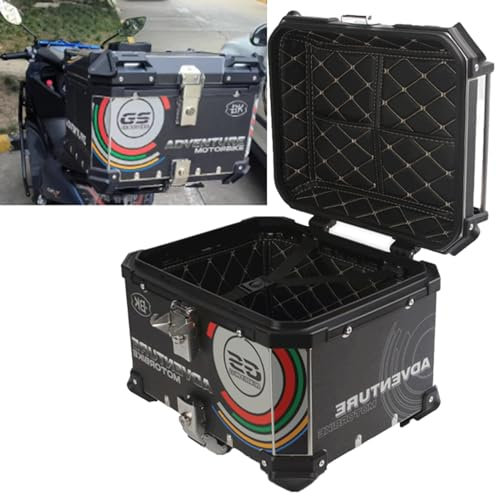 Aluminium Top Case Motorradkoffer Motorrad Heckkasten Mit Sicherheitsschloss,Motorrad Heckkoffer Aufbewahrungskoffer,36L 45L 55L 65L(Schwarz,36L)