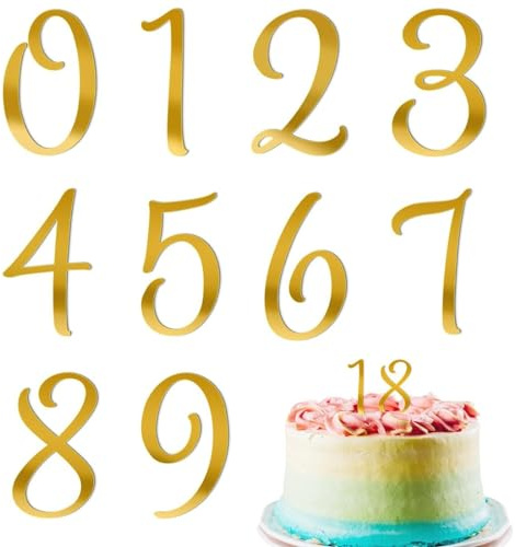 EAVUYIS 10 Stück Nummer Cake Topper Zahlen 0-9 Geburtstag Tortendeko Kuchenstecker Cupcake, Acrylmaterial Geeignet für Geburtstagsfeiern Jeden Alters Hochzeitsparty