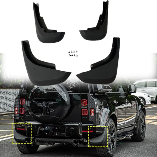 FTAPACCE 4 pezzi parafanghi paraspruzzi protezioni per parafanghi compatibili con Land Rover Defender 110 L851 2020-2024 (Nero Opaco)