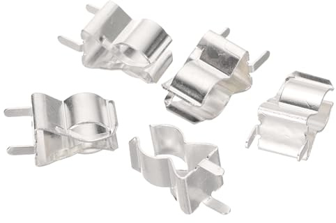 QUARKZMAN 5uds Fusible Clips para 6x30mm Vidrio Cerámica Tubo Soporte Abrazaderas, Vidrio Cerámica Tubo Soporte Abrazaderas,Latón Fusible Soporte Clip, Fusible Soportes Clips Plata