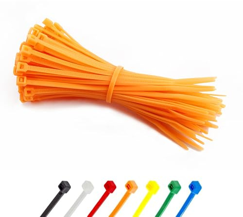 Orange Cable Ties 300mm (12), 4.8mm | Pack of 100 | Long Strong High Visibility Nylon Zip Ties, Self-Locking | Construction Extended Heavy Installations - Abacus Range